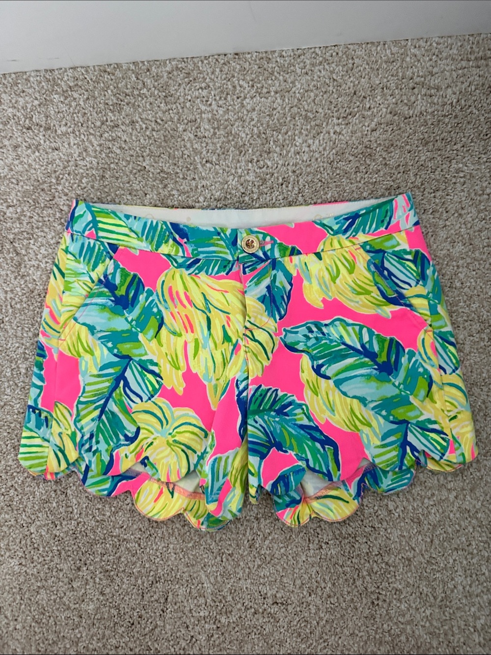 Lilly Pulitzer The Buttercup Stretch Shorts 5" Inseam Size 0 XS Leaf Print Prepp